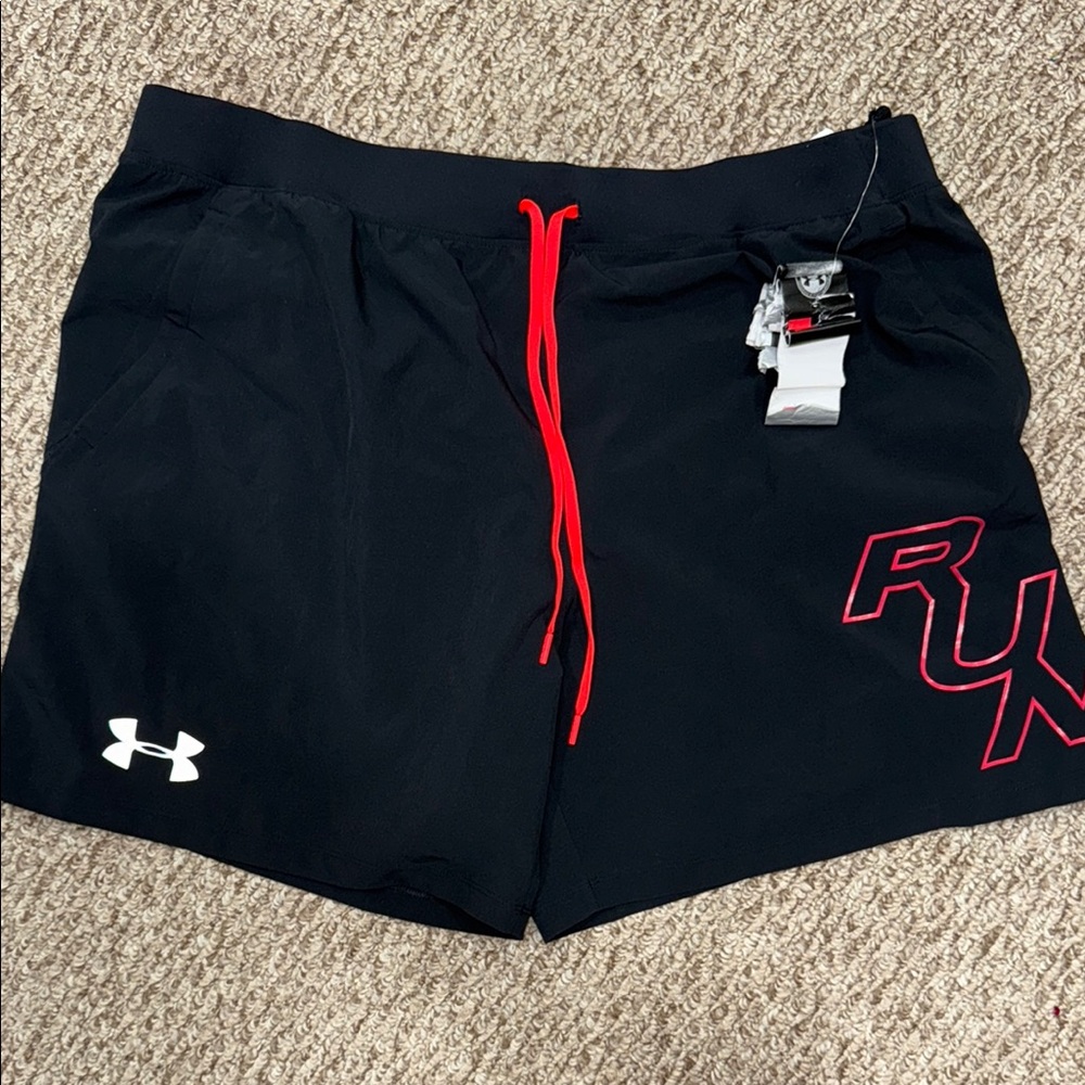 Under Armour Black Athletic Shorts with Red Accents